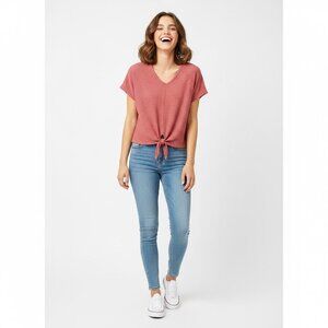 Paper Crane Waffle Knit Tie Front Top